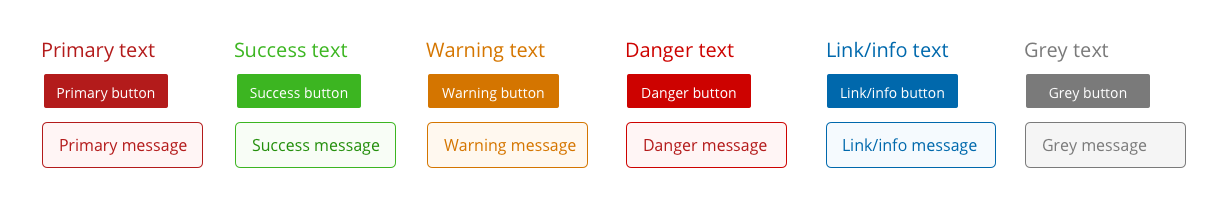 Plain text, button, and message samples showing arXiv color definitions